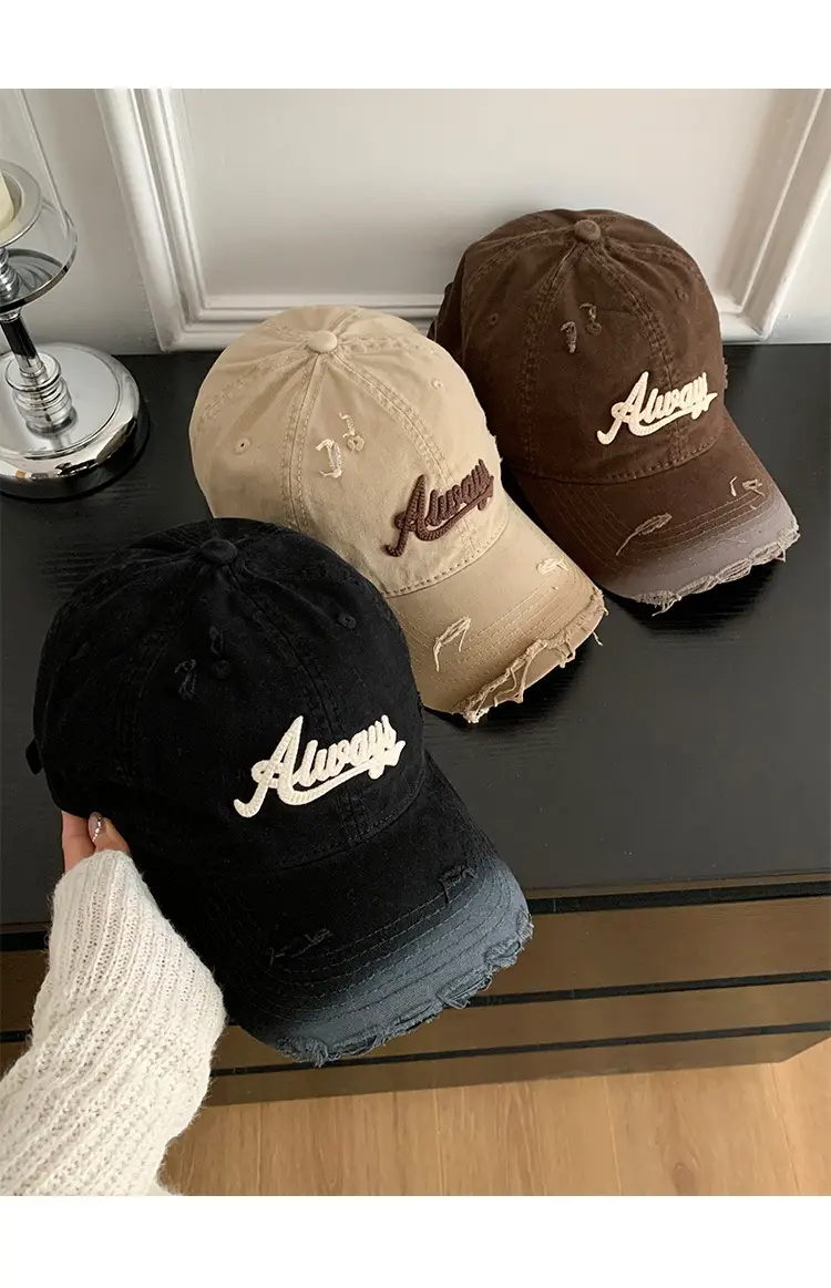 Pink Distressed Letter Embroidered Baseball Cap for Women — feature 13
