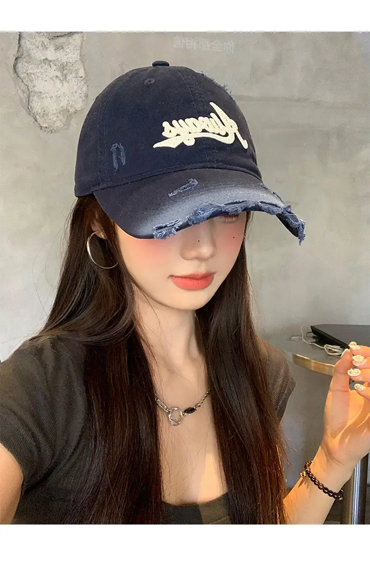 Pink Distressed Letter Embroidered Baseball Cap for Women — feature 6