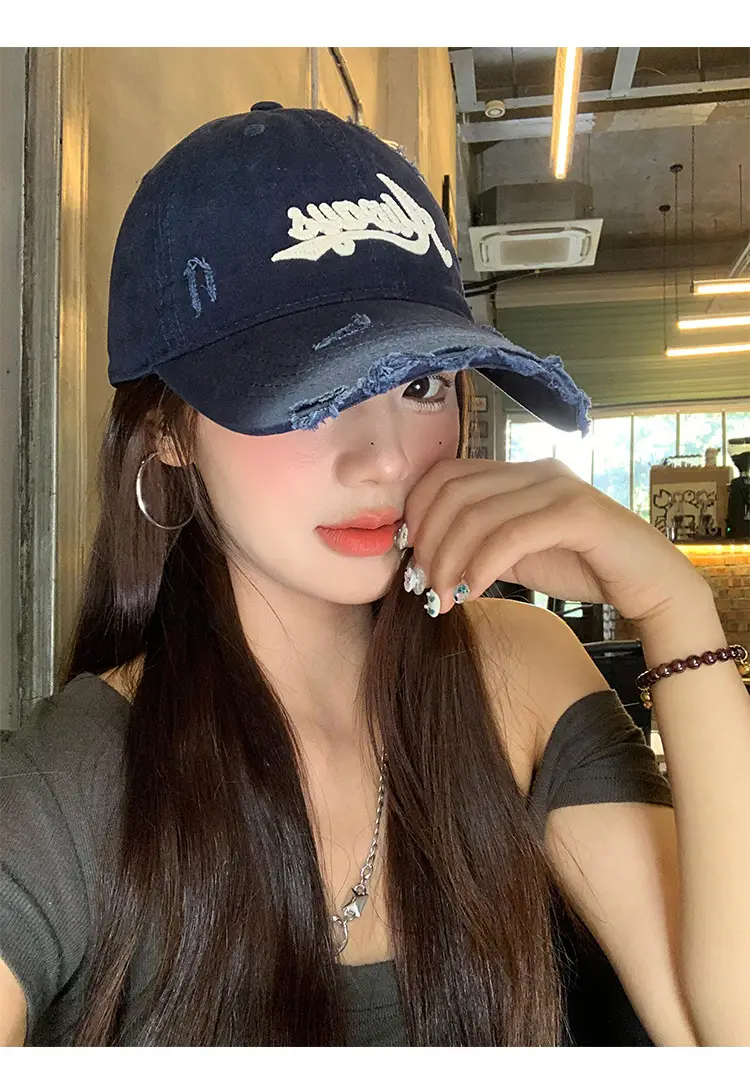 Pink Distressed Letter Embroidered Baseball Cap for Women — feature 8