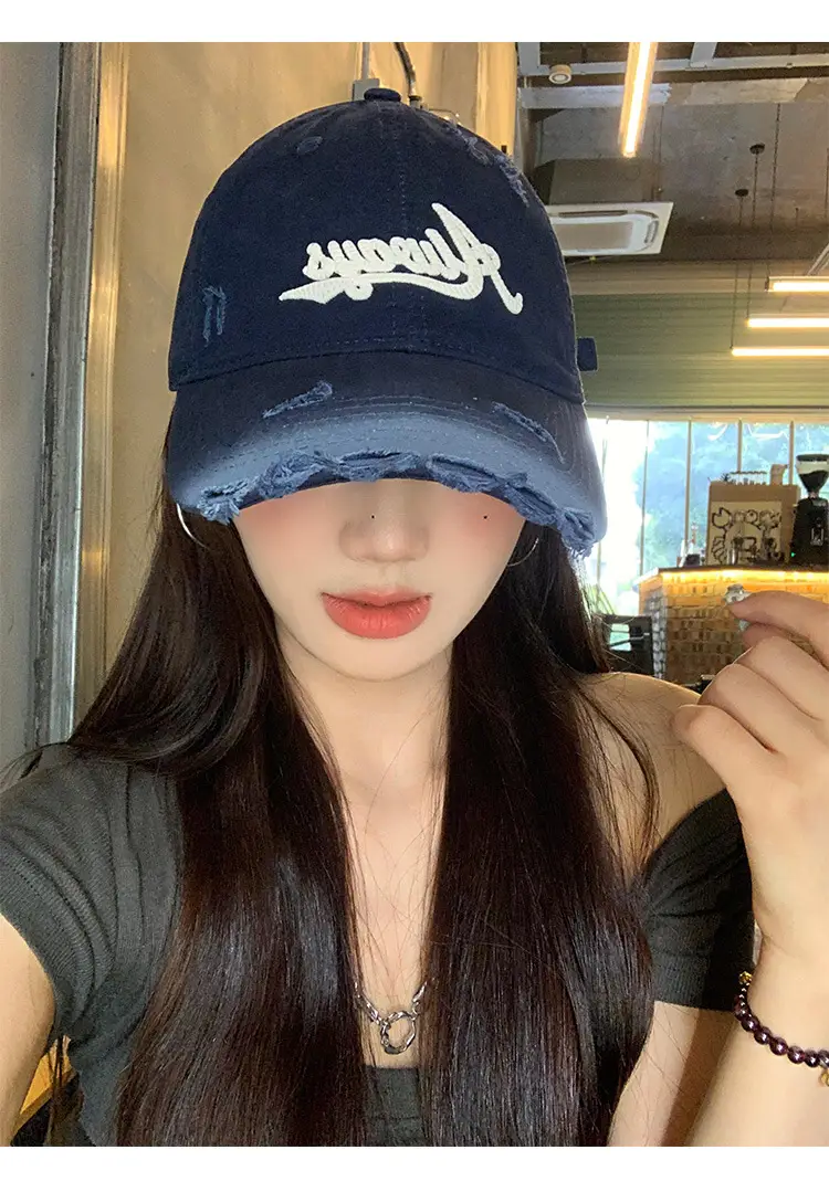 Pink Distressed Letter Embroidered Baseball Cap for Women — feature 9