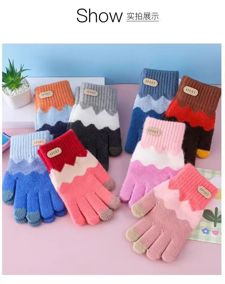 Children's Winter Gloves, Five-Finger Thickened with Fleece, for Boys and Girls Aged 6-14, Warm Outdoor Cold Protection for Older Children and Students — feature 9