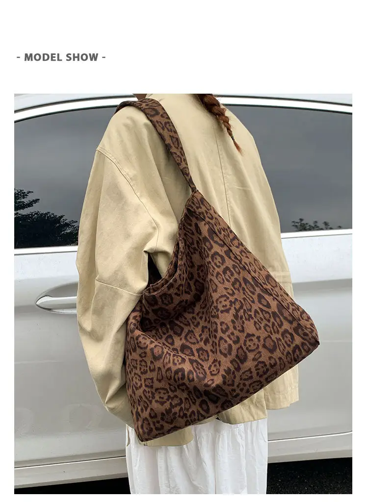Women Leopard Print Large Tote Bag Retro Frosted Commuter Shoulder — feature 11