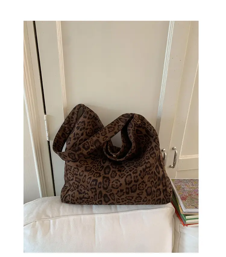 Women Leopard Print Large Tote Bag Retro Frosted Commuter Shoulder — feature 17
