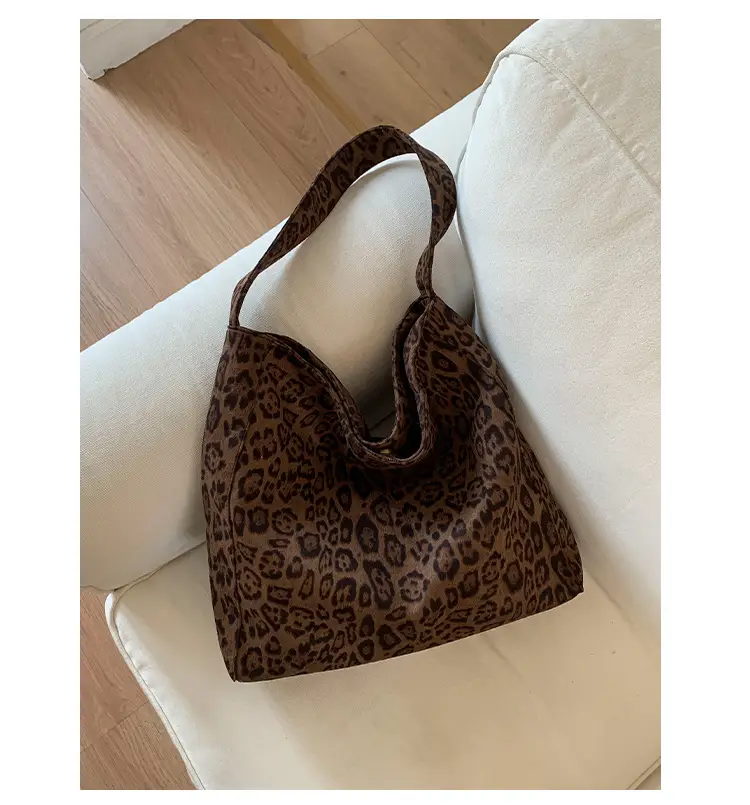 Women Leopard Print Large Tote Bag Retro Frosted Commuter Shoulder — feature 18