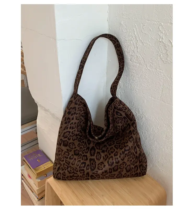 Women Leopard Print Large Tote Bag Retro Frosted Commuter Shoulder — feature 19