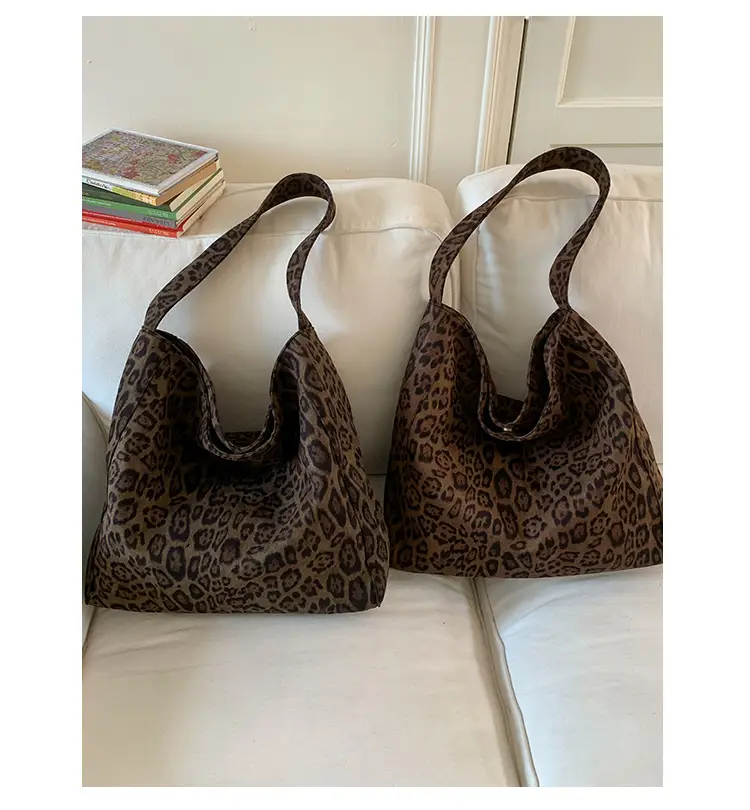 Women Leopard Print Large Tote Bag Retro Frosted Commuter Shoulder — feature 20