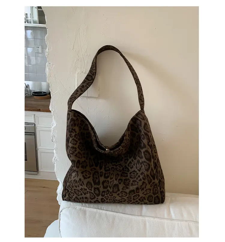 Women Leopard Print Large Tote Bag Retro Frosted Commuter Shoulder — feature 21
