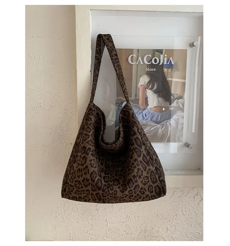 Women Leopard Print Large Tote Bag Retro Frosted Commuter Shoulder — feature 22