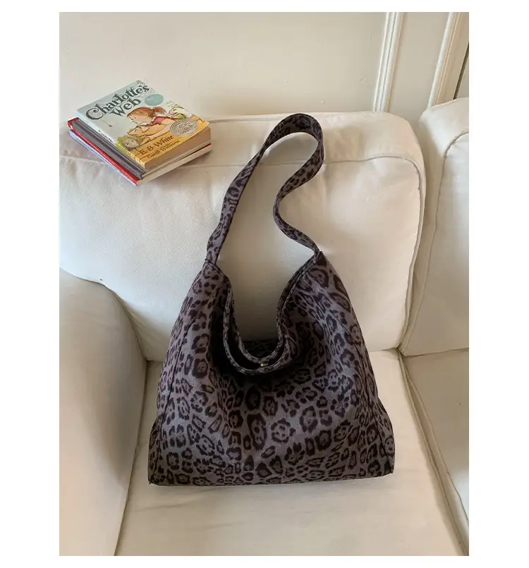 Women Leopard Print Large Tote Bag Retro Frosted Commuter Shoulder — feature 24