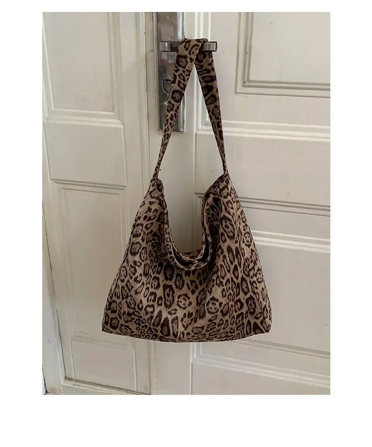 Women Leopard Print Large Tote Bag Retro Frosted Commuter Shoulder — feature 27