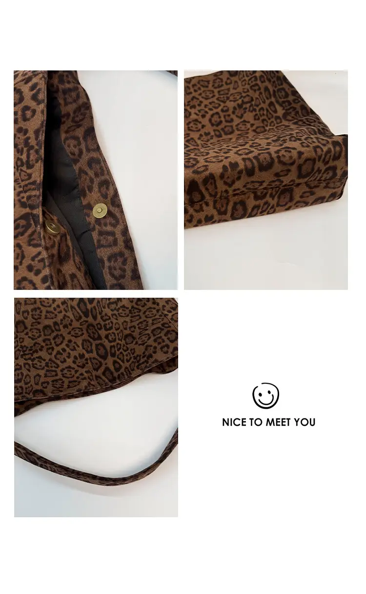 Women Leopard Print Large Tote Bag Retro Frosted Commuter Shoulder — feature 5