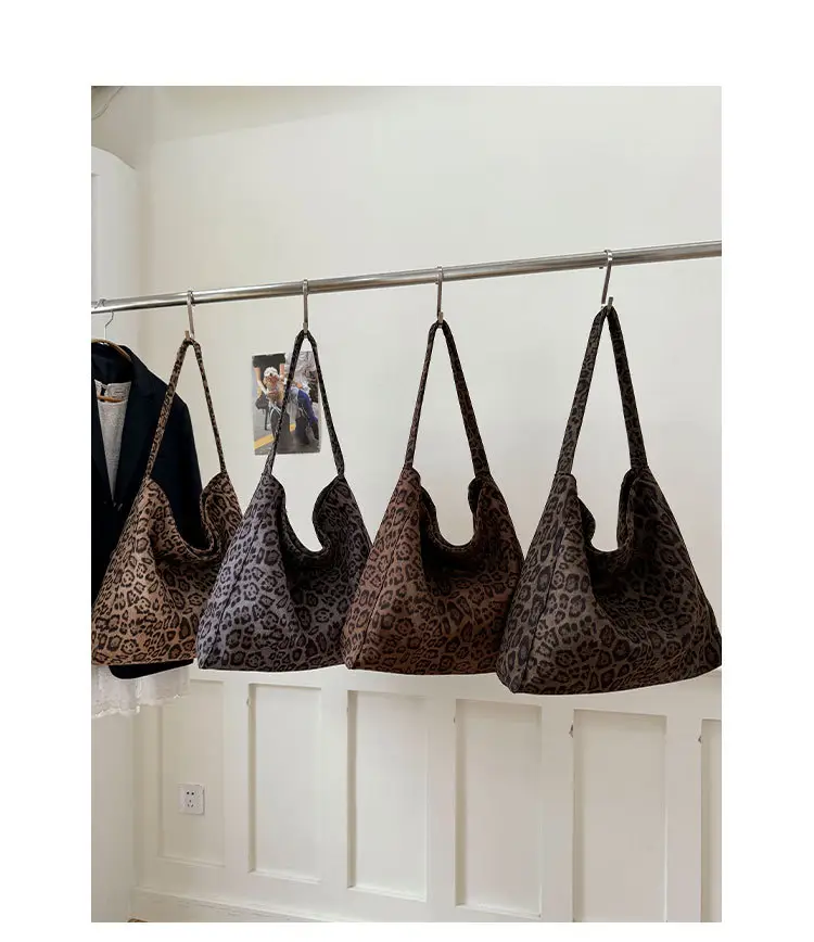 Women Leopard Print Large Tote Bag Retro Frosted Commuter Shoulder — feature 6