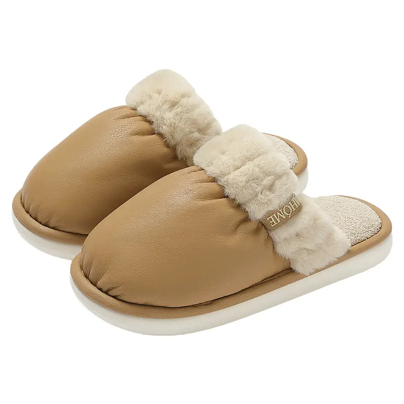 2025 Autumn/Winter New Household Bread Cotton Slippers for Women, Indoor Plush Warm Thick-Soled Non-Slip Waterproof Home Slippers for Men - Image 8