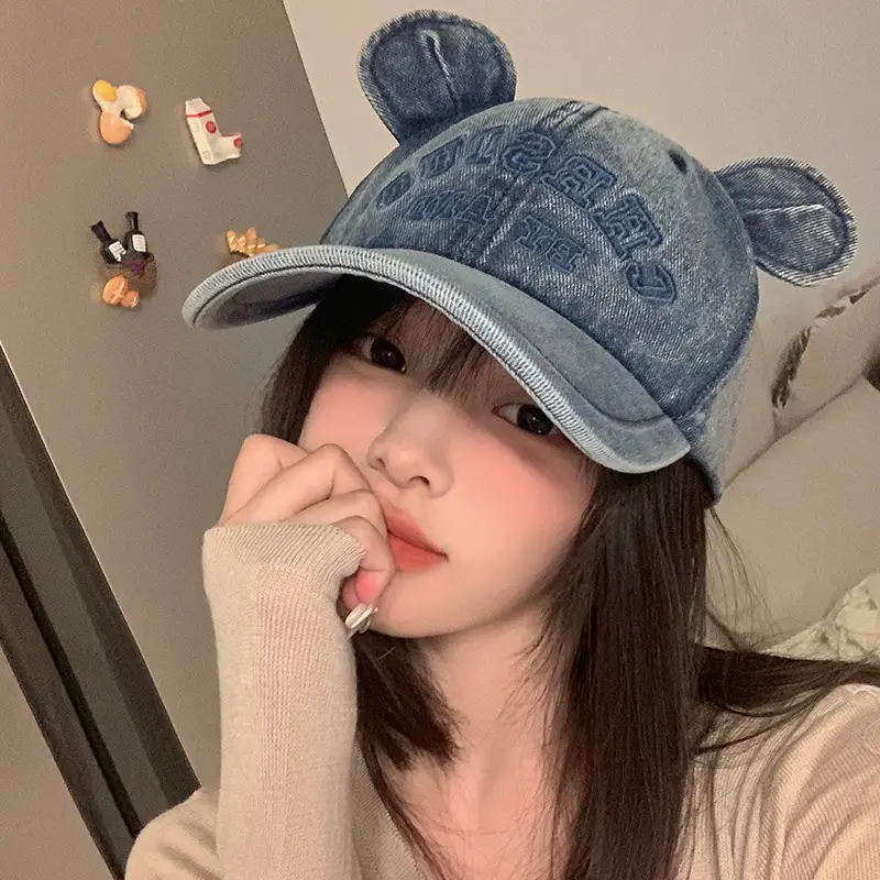 Korean Style Bear Ear Baseball Cap for Women - Image 2