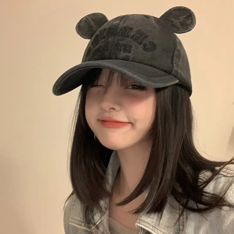 Korean Style Bear Ear Baseball Cap for Women - Image 4