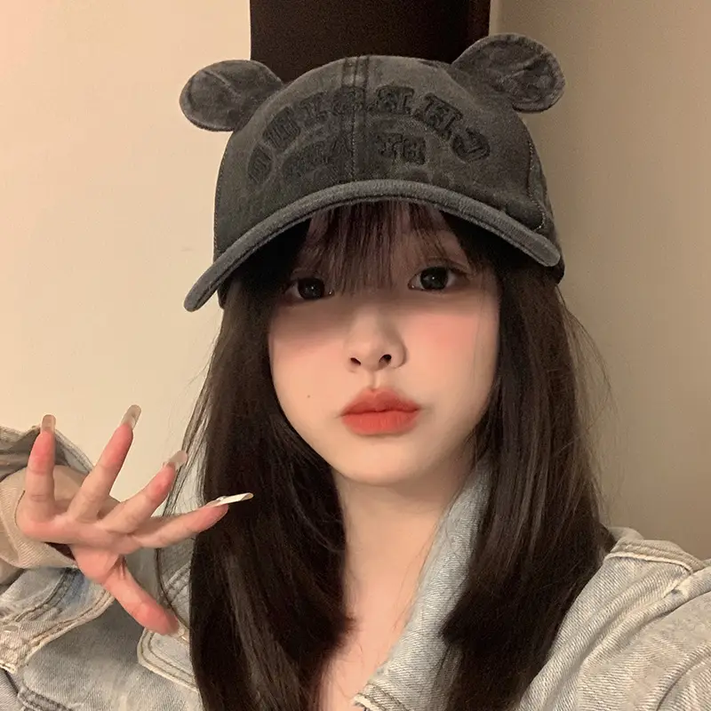 Korean Style Bear Ear Baseball Cap for Women - Image 6