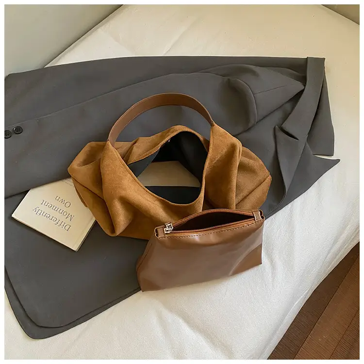 Women Velvet Shoulder Bag Brown Large Capacity — feature 10