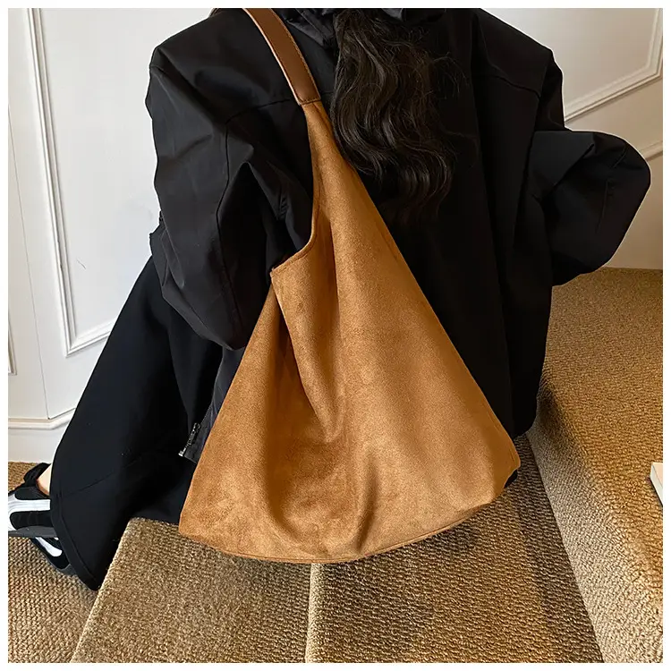 Women Velvet Shoulder Bag Brown Large Capacity — feature 14