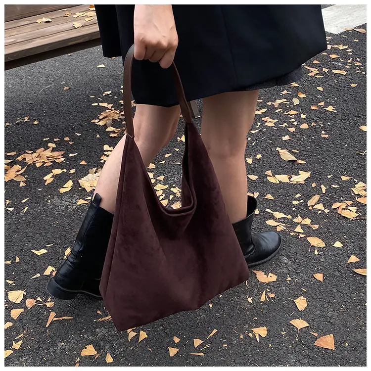 Women Velvet Shoulder Bag Brown Large Capacity — feature 18