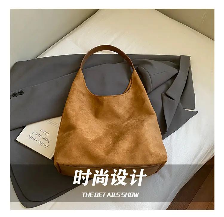 Women Velvet Shoulder Bag Brown Large Capacity — feature 7