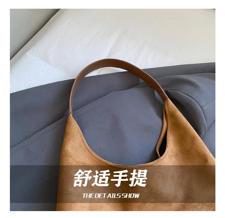 Women Velvet Shoulder Bag Brown Large Capacity — feature 8