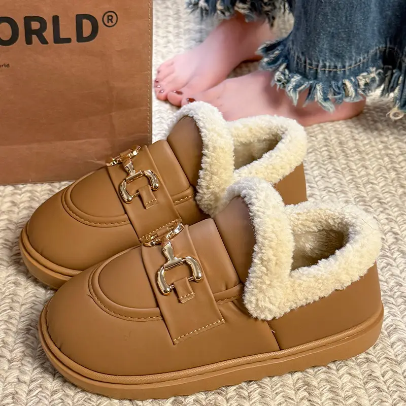 Women Plush Loafers Winter Warm Anti-Slip