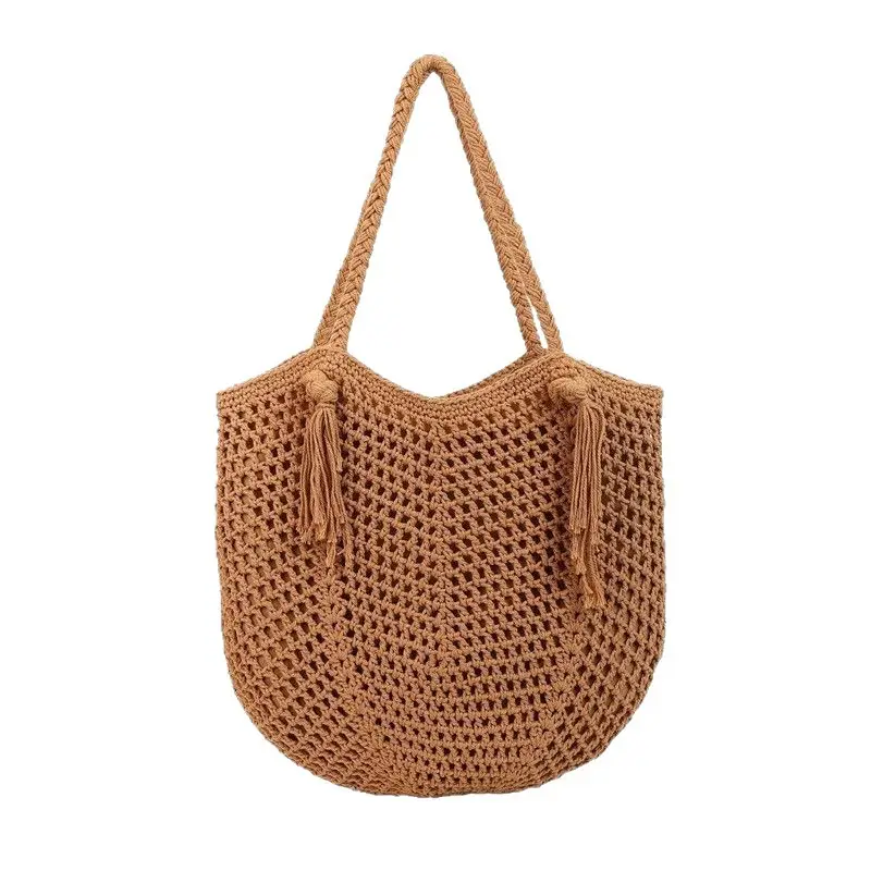 Women's Cotton Straw Shoulder Bag Large Capacity Lazy Style - Image 6