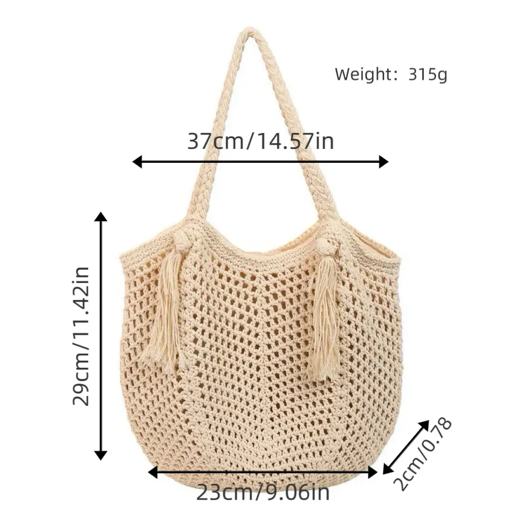 Women's Cotton Straw Shoulder Bag Large Capacity Lazy Style — feature 6