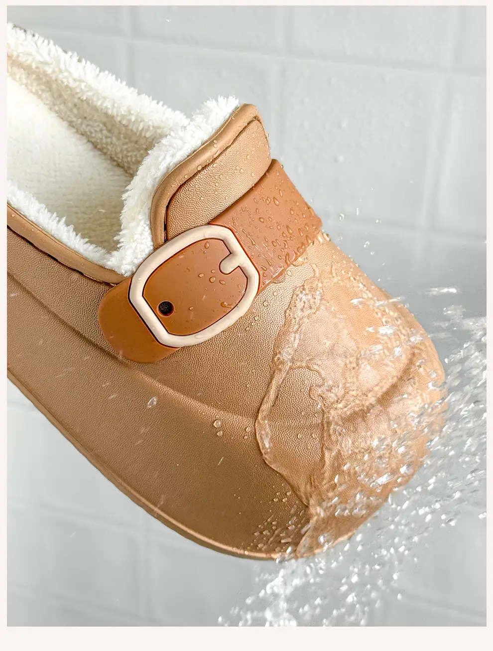 Waterproof Cotton Slippers for Women in Autumn and Winter Outer Wear Plush Warm Eva Thick Sole Non-Slip Women's Half Toe Cotton Slippers Wholesale — feature 3