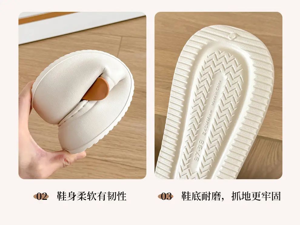 Waterproof Cotton Slippers for Women in Autumn and Winter Outer Wear Plush Warm Eva Thick Sole Non-Slip Women's Half Toe Cotton Slippers Wholesale — feature 6