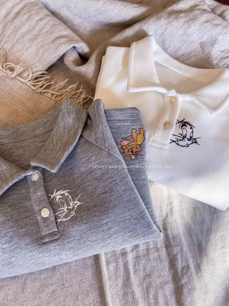 Korean Style Cartoon Embroidered Polo Shirt for Boys - Image 7