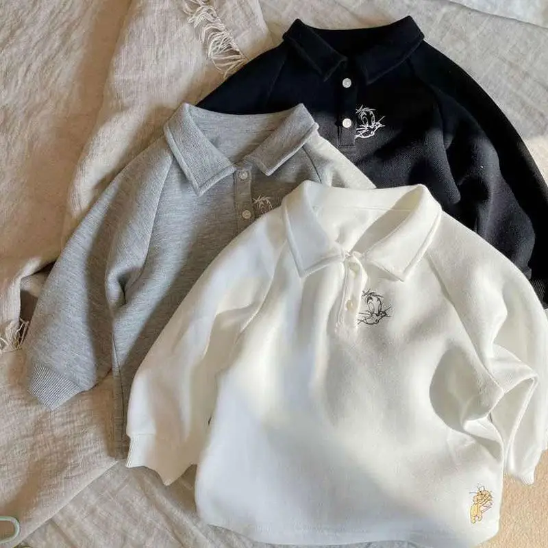 Korean Style Cartoon Embroidered Polo Shirt for Boys — feature 2