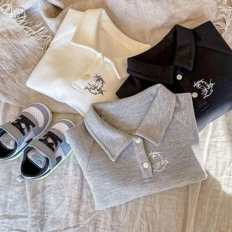 Korean Style Cartoon Embroidered Polo Shirt for Boys — feature 3