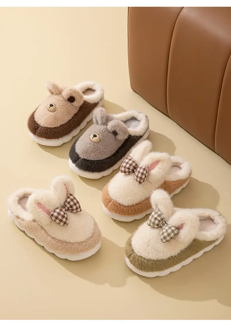 Cartoon Rabbit Ear-Shaped Maternity Slippers for Autumn and Winter, Suitable for Home, Dormitory, Hotel, Warm, Fleece-Lined, Thick-Soled, Couple Cotton Slippers — feature 3