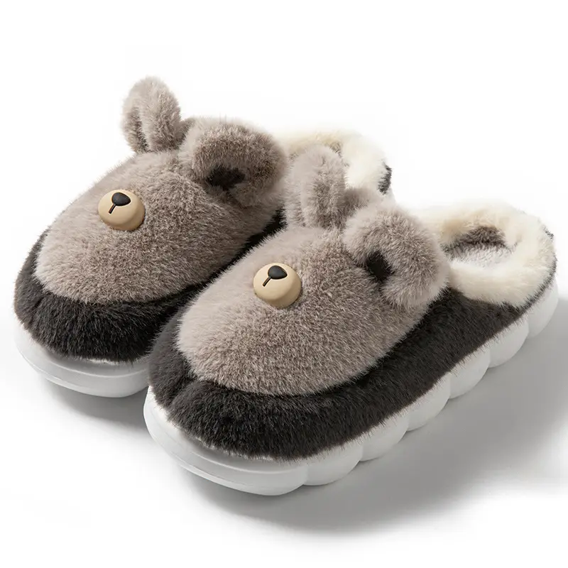 Cartoon Rabbit Ear-Shaped Maternity Slippers for Autumn and Winter, Suitable for Home, Dormitory, Hotel, Warm, Fleece-Lined, Thick-Soled, Couple Cotton Slippers - Image 4