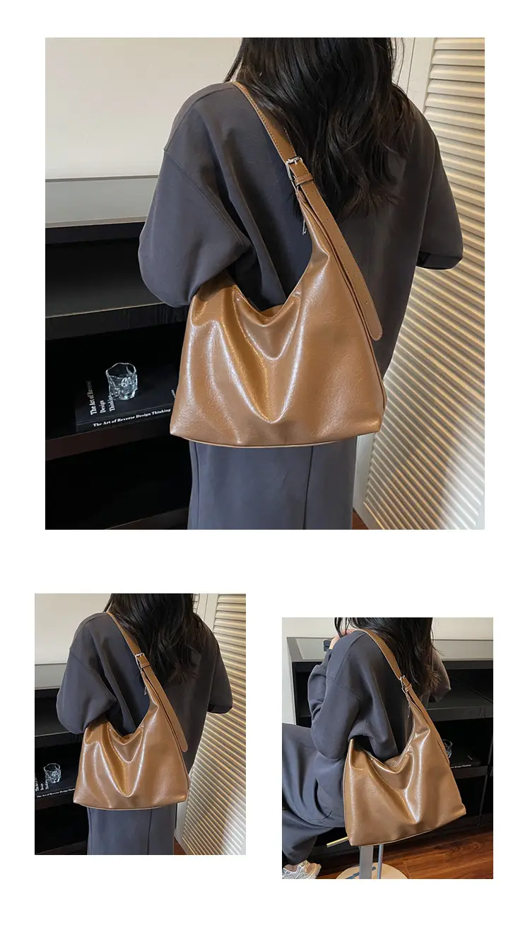 Brown Leather Shoulder Bag for Women Commuter High-End — feature 10