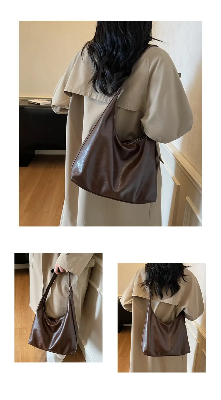Brown Leather Shoulder Bag for Women Commuter High-End — feature 12