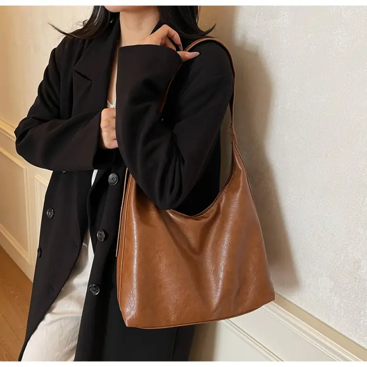 Brown Leather Shoulder Bag for Women Commuter High-End — feature 16
