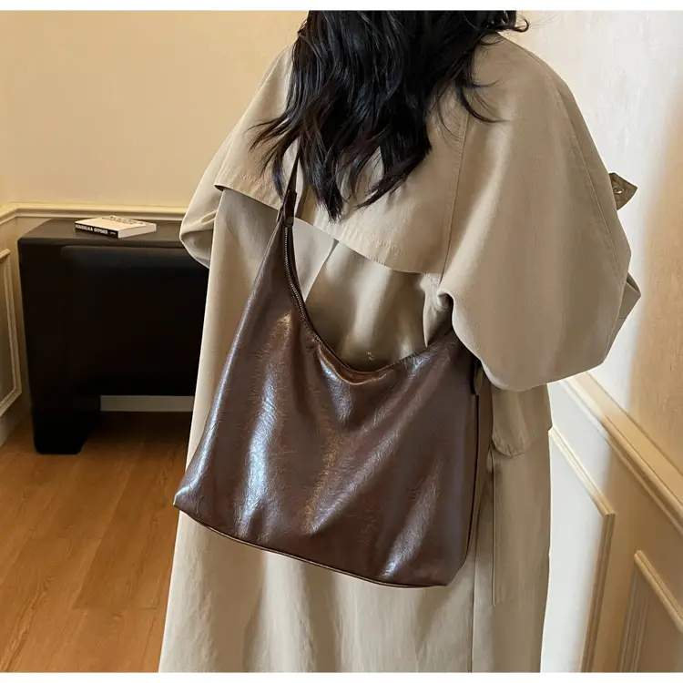 Brown Leather Shoulder Bag for Women Commuter High-End — feature 25