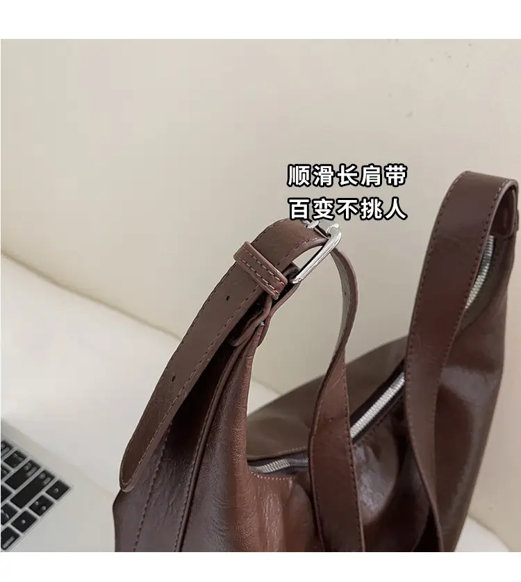 Brown Leather Shoulder Bag for Women Commuter High-End — feature 3