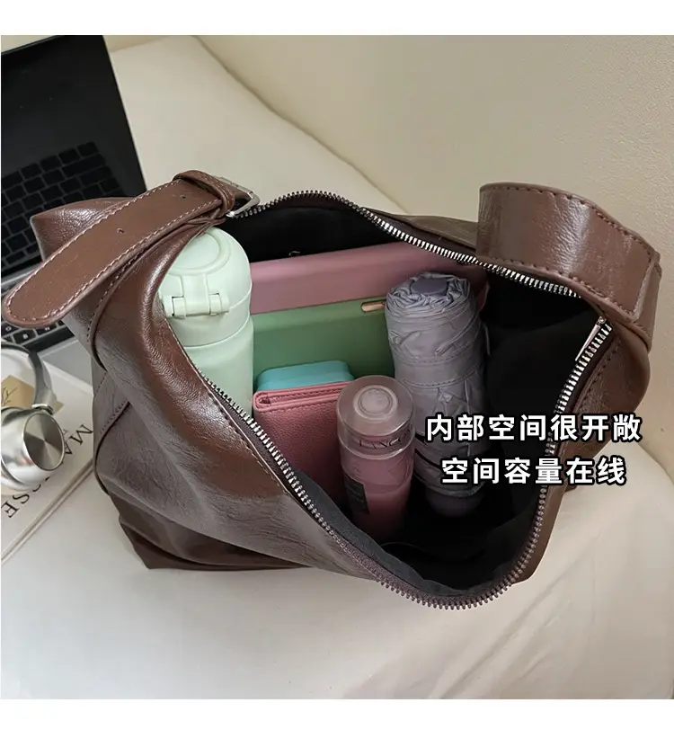 Brown Leather Shoulder Bag for Women Commuter High-End — feature 7