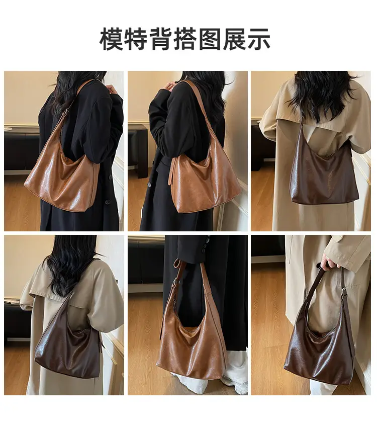 Brown Leather Shoulder Bag for Women Commuter High-End — feature 8