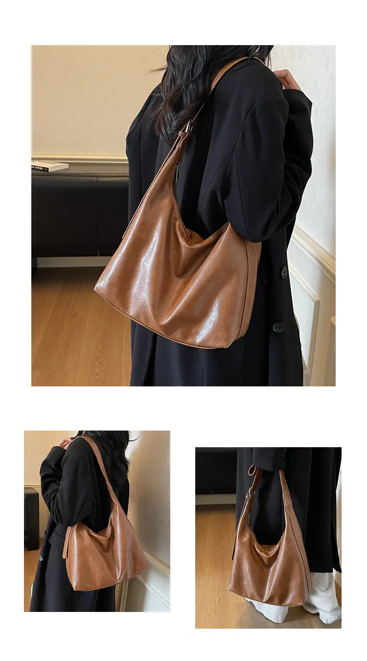 Brown Leather Shoulder Bag for Women Commuter High-End — feature 9