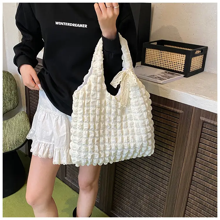 Black Cloud Pleated Shoulder Bag for Women — feature 14