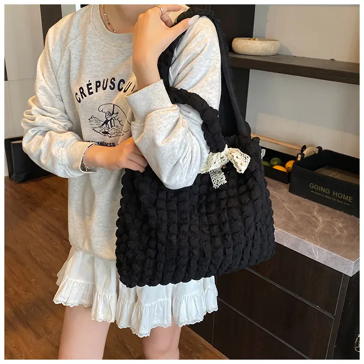Black Cloud Pleated Shoulder Bag for Women — feature 18