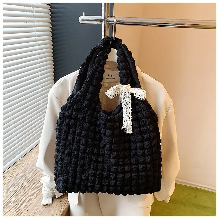 Black Cloud Pleated Shoulder Bag for Women — feature 28