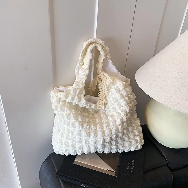 Black Cloud Pleated Shoulder Bag for Women