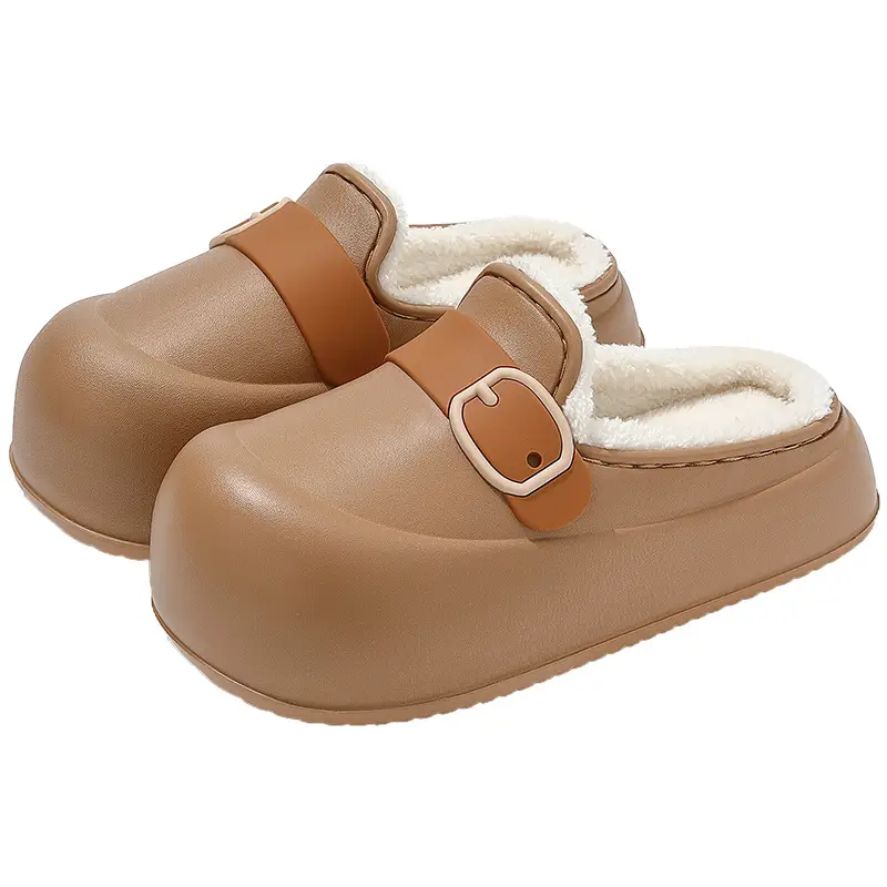 Waterproof Cotton Slippers for Women, Winter Outdoor Wear, Plush Warm Eva Thick-Soled Non-Slip Women's Half-Closed Cotton Slippers, Winter Wholesale - Image 11