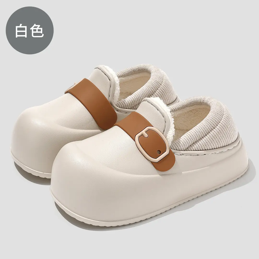 Waterproof Cotton Slippers for Women, Winter Outdoor Wear, Plush Warm Eva Thick-Soled Non-Slip Women's Half-Closed Cotton Slippers, Winter Wholesale - Image 4