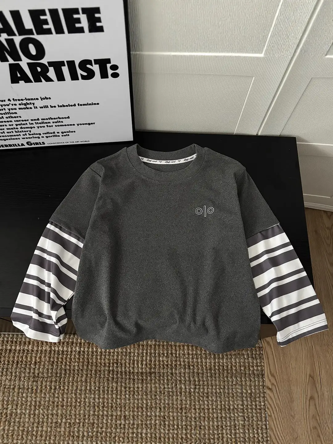 Kids Long Sleeve T-Shirt Black Striped Sleeve Korean Style - Image 10